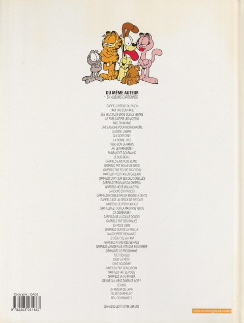 Verso de l'album Garfield Tome 5 Moi, on m'aime