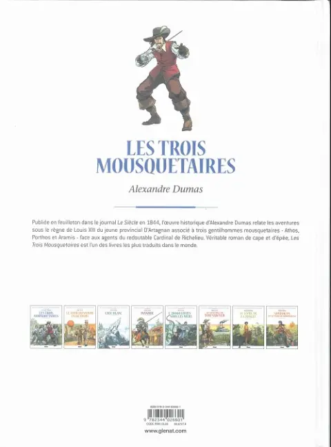 Verso de l'album Les Grands Classiques de la littérature en bande dessinée Tome 36 Les trois mousquetaires
