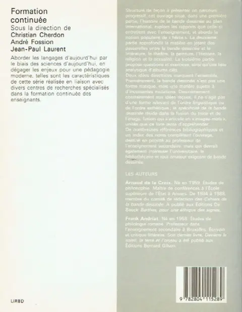 Verso de l'album Pour lire la bande dessinée