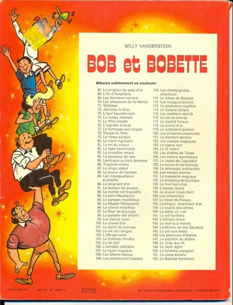 Verso de l'album Bob et Bobette Tome 94 Le Sampan mystérieux