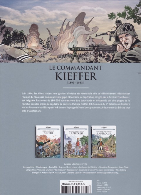 Verso de l'album Les grands personnages de l'Histoire en bandes dessinées Tome 87 Le commandant Kieffer