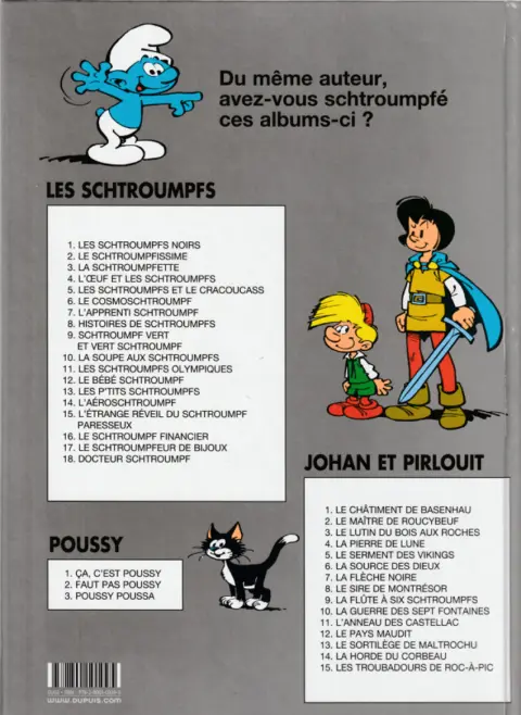 Verso de l'album Les Schtroumpfs Tome 2 Le schtroumpfissime