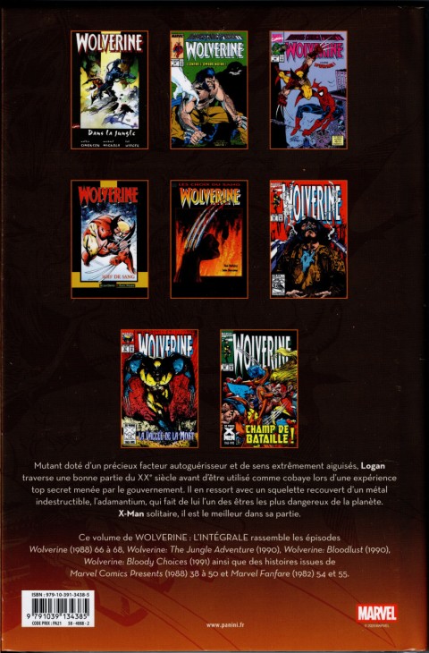 Verso de l'album Wolverine - L'Intégrale Tome 7 1990-1993