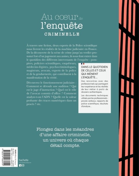 Verso de l'album Au coeur de l'enquête criminelle Dans la peau des experts, de la scène de crime aux assises