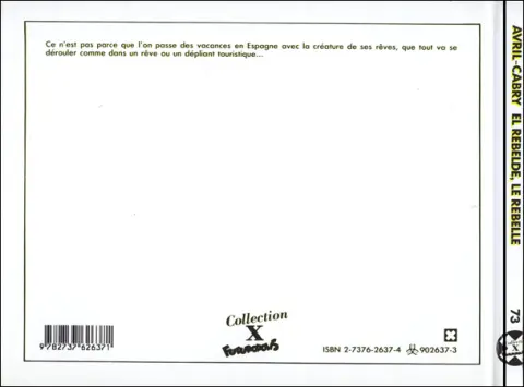 Verso de l'album El Rebelde, le rebelle