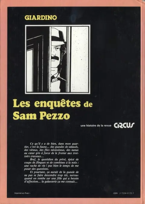 Verso de l'album Les enquêtes de Sam Pezzo Tome 1