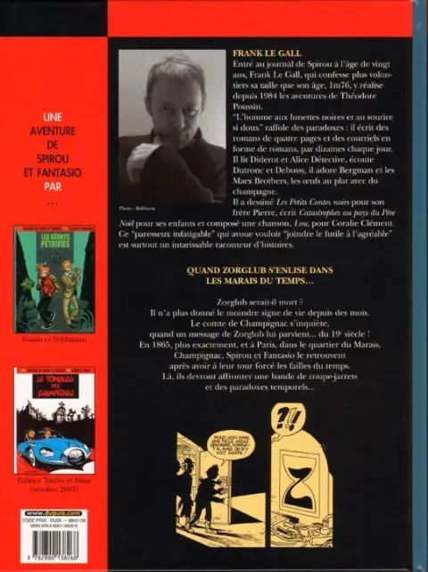 Verso de l'album Spirou et Fantasio - Une aventure de... / Le Spirou de... Tome 2 Les Marais du temps