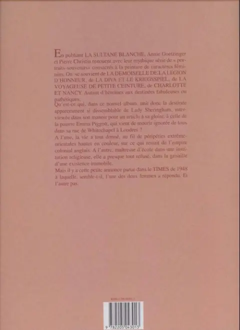 Verso de l'album La Sultane blanche