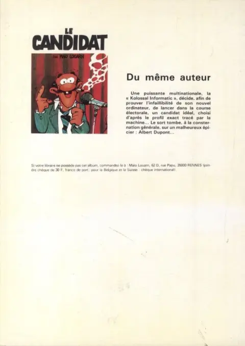 Verso de l'album La Vedette Tome 1