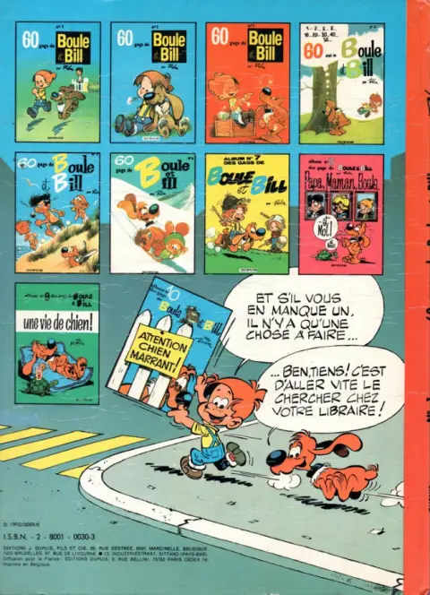 Verso de l'album Boule & Bill Tome 1 60 gags de Boule et Bill