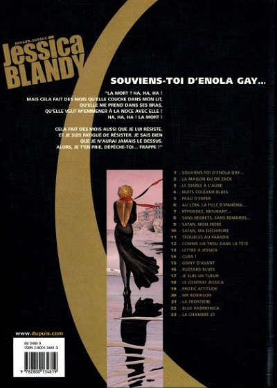 Verso de l'album Jessica Blandy Tome 1 Souviens-toi d'Enola Gay...