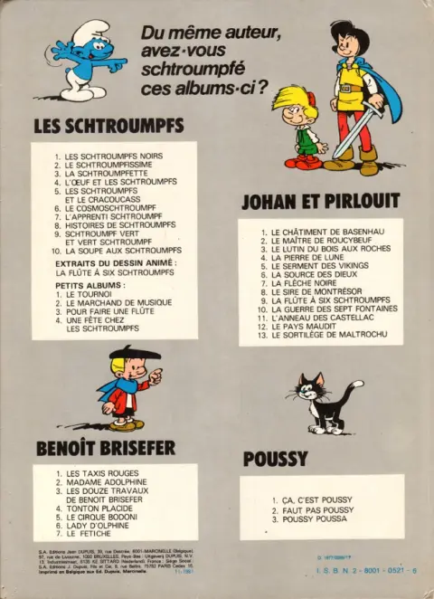 Verso de l'album Poussy Tome 2 Faut pas Poussy