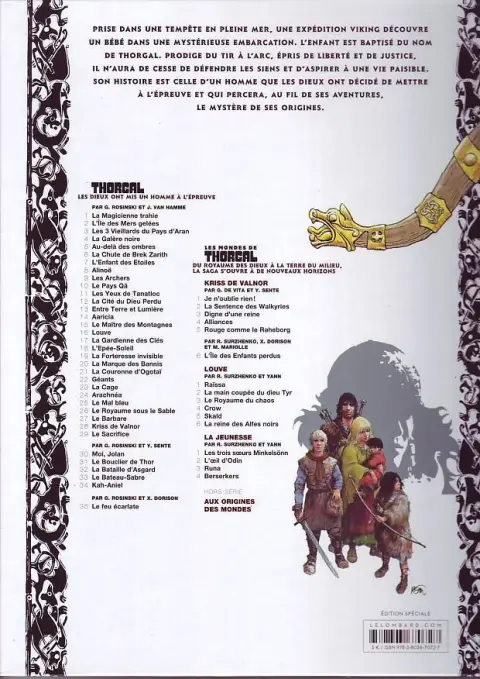 Verso de l'album Thorgal Tome 2 L'Île des Mers gelées