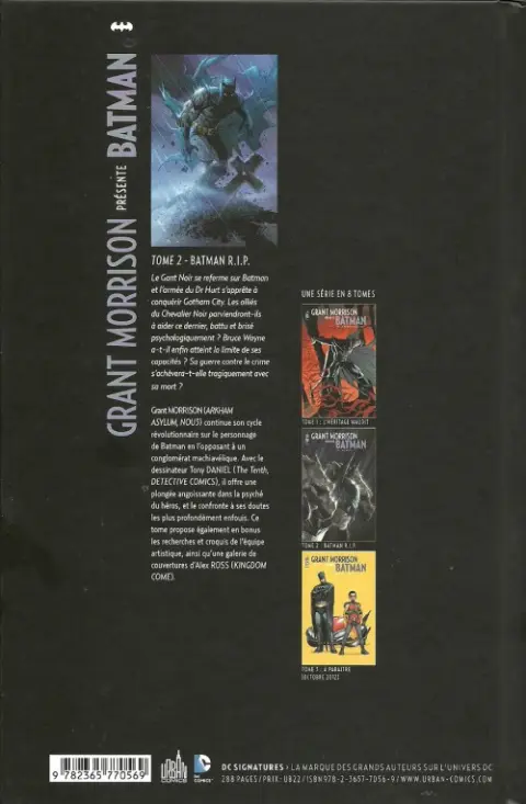 Verso de l'album Batman Tome 2 Batman R.I.P.