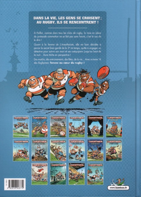 Verso de l'album Les Rugbymen Tome 16 Le rugby, c'est un sport de compact !