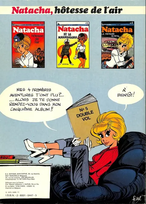 Verso de l'album Natacha Tome 4 Un trône pour natacha