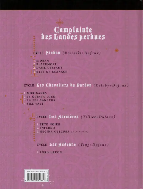 Verso de l'album Complainte des Landes perdues Les Sudenne Tome 1 Lord Heron