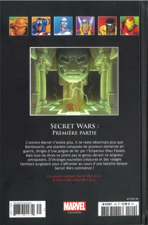Verso de l'album Marvel Comics - La collection de référence Tome 149 Secret Wars - Première Partie