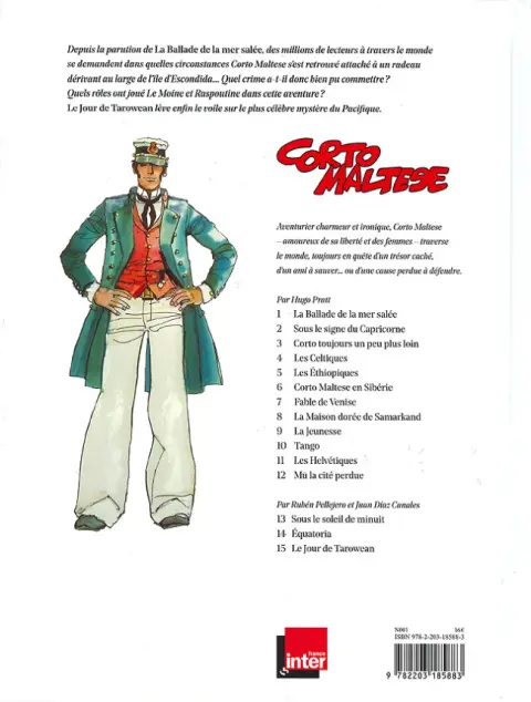 Verso de l'album Corto Maltese Tome 15 Le jour de Tarowean