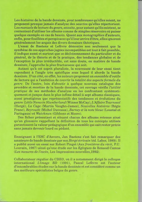 Verso de l'album Pour une lecture moderne de la bande dessinée