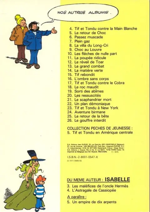 Verso de l'album Tif et Tondu Tome 25 Le retour de la bête