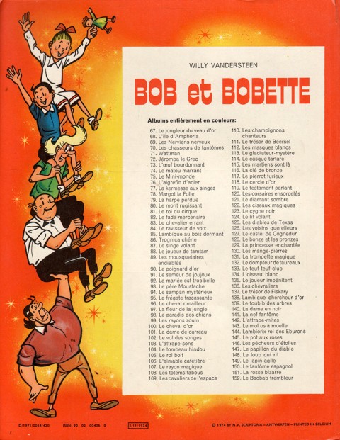 Verso de l'album Bob et Bobette Tome 94 Le Sampan mystérieux