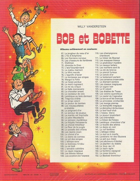 Verso de l'album Bob et Bobette Tome 112 Les masques blancs