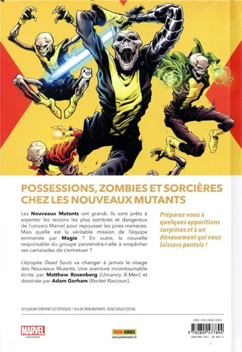 Verso de l'album New Mutants - Âmes défuntes