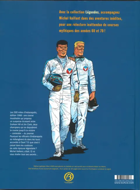Verso de l'album Michel Vaillant Légendes Tome 1 Dans l'enfer d'Indianapolis