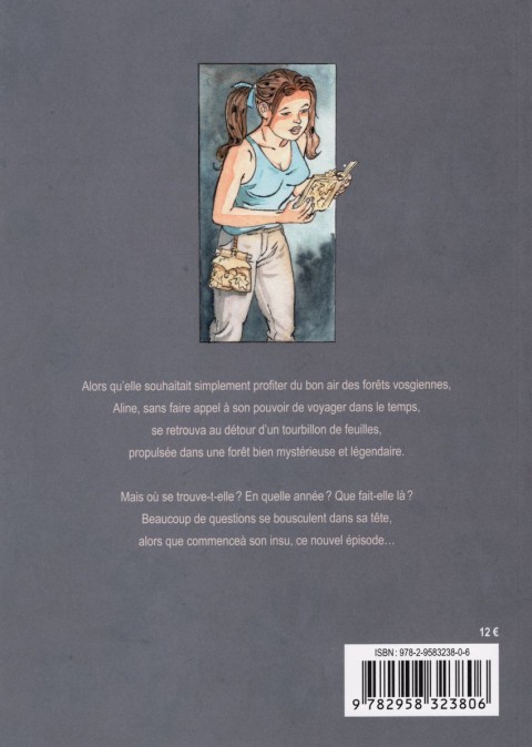 Verso de l'album Aline et les sentiers du temps Dourdan, un château en héritage