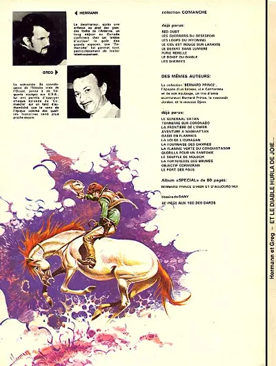 Verso de l'album Comanche Tome 9 Et le diable hurla de joie...
