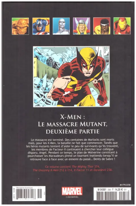 Verso de l'album Marvel Comics - La collection de référence Tome 258 X-Men - Le massacre mutant, deuxième partie