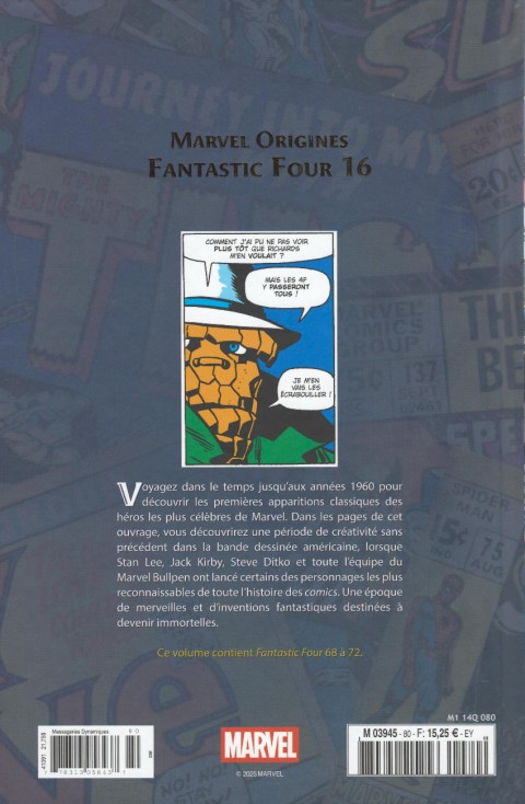 Verso de l'album Marvel Origines N° 80 Fantastic Four 16 (1967)