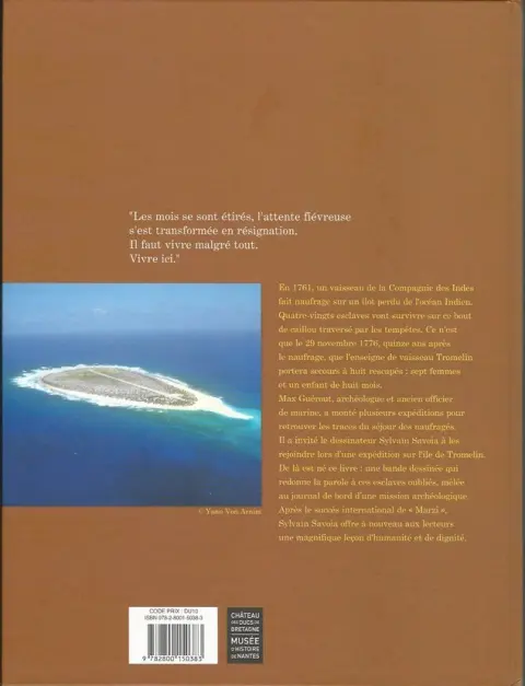 Verso de l'album Les Esclaves oubliés de Tromelin