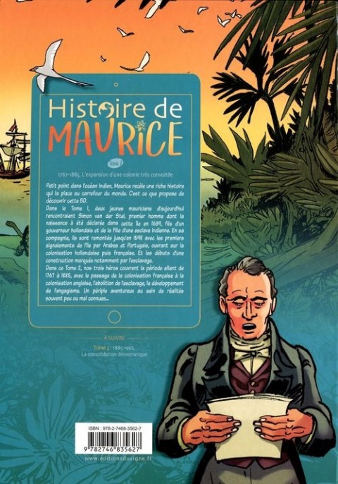 Verso de l'album Histoire de Maurice Tome 2 1767-1885, L'expansion d'une colonie très convoitée