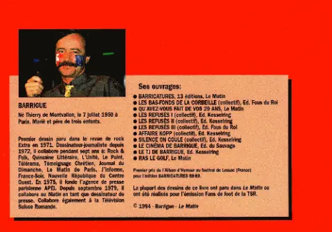 Verso de l'album Histoires de foot De Wolfi à Hodgson - World Cup USA 94