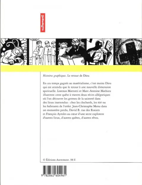 Verso de l'album Histoires graphiques Le Retour de Dieu