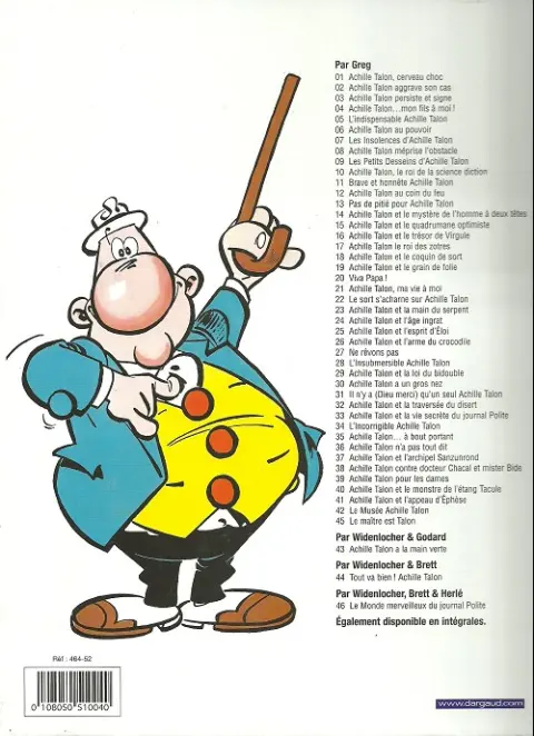 Verso de l'album Achille Talon Le roi de la science-diction