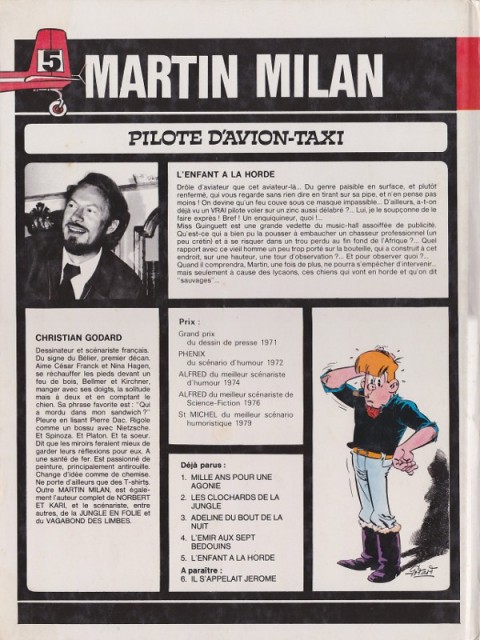 Verso de l'album Martin Milan 2ème Série Tome 5 L'enfant à la horde