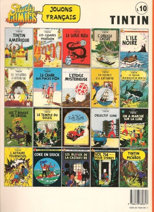 Verso de l'album Tintin Tome 10 Tintin au Tibet