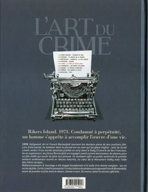 Verso de l'album L'Art du crime Tome 5 Le rêve de Curtis Lowell