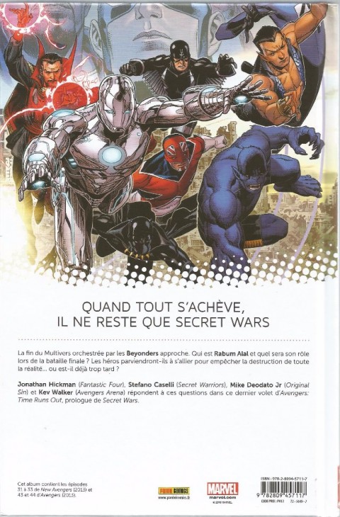 Verso de l'album Avengers - Time Runs Out Tome 4 La Chute des Dieux