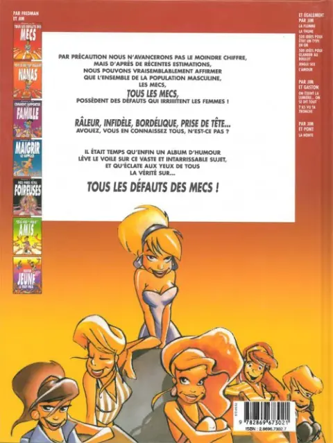 Verso de l'album Jim et ses copains Tome 1 Tous les défauts des mecs