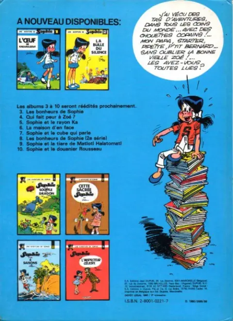 Verso de l'album Sophie Tome 2 La bulle du silence
