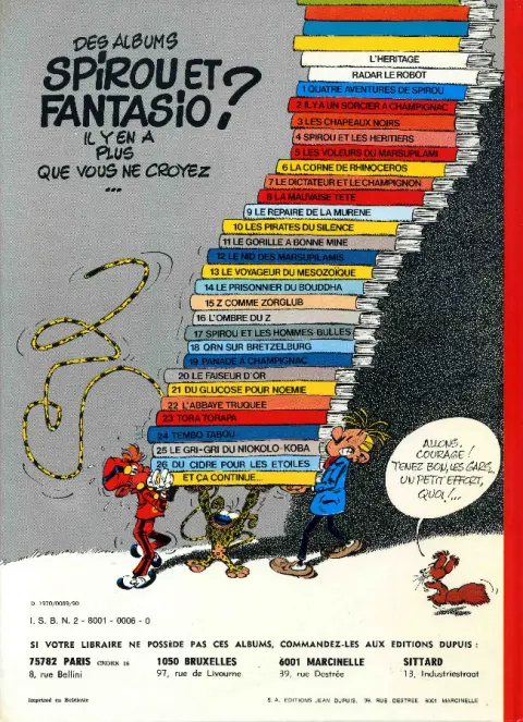 Verso de l'album Spirou et Fantasio Tome 4 Spirou et les héritiers