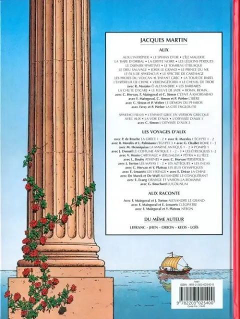 Verso de l'album Alix Tome 29 Le Testament de César