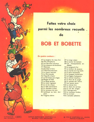 Verso de l'album Bob et Bobette Tome 106 L'Aimable Cafetière