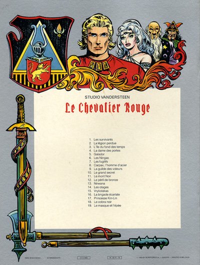 Verso de l'album Le Chevalier Rouge Tome 19 Le masque et l'épée