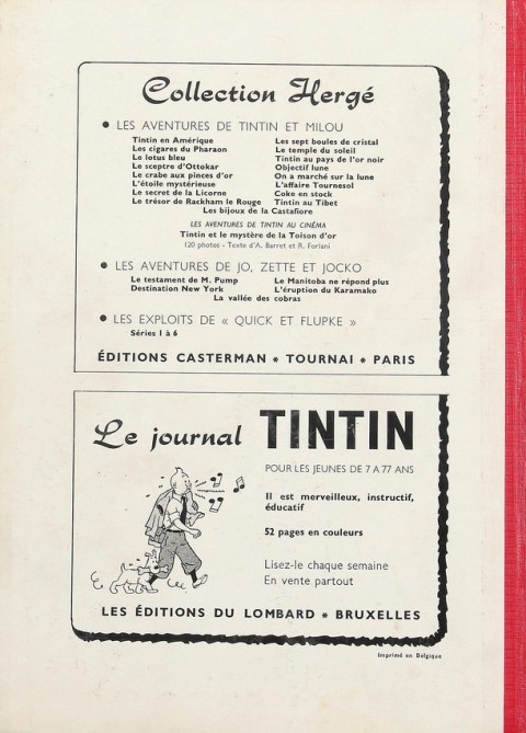 Verso de l'album Tintin Tome 64
