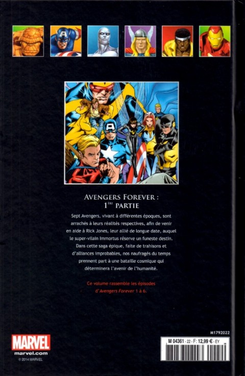 Verso de l'album Marvel Comics - La collection de référence Tome 22 Avengers - Forever, 1ère partie